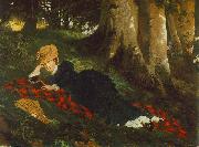 Woman Reading in a Forest Gyula Benczur